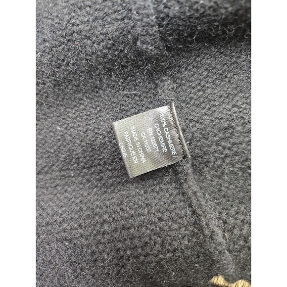 Skull Cashmere Black Long Open Front Cardigan Women's Small Fringe Hem L/S - Picture 5 of 9